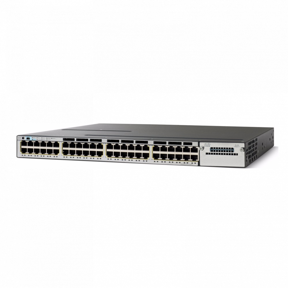 Cisco Catalyst 3850-48F-E Managed Switch, 48 PoE+ Gigabit Ports, 4x 10G Uplinks